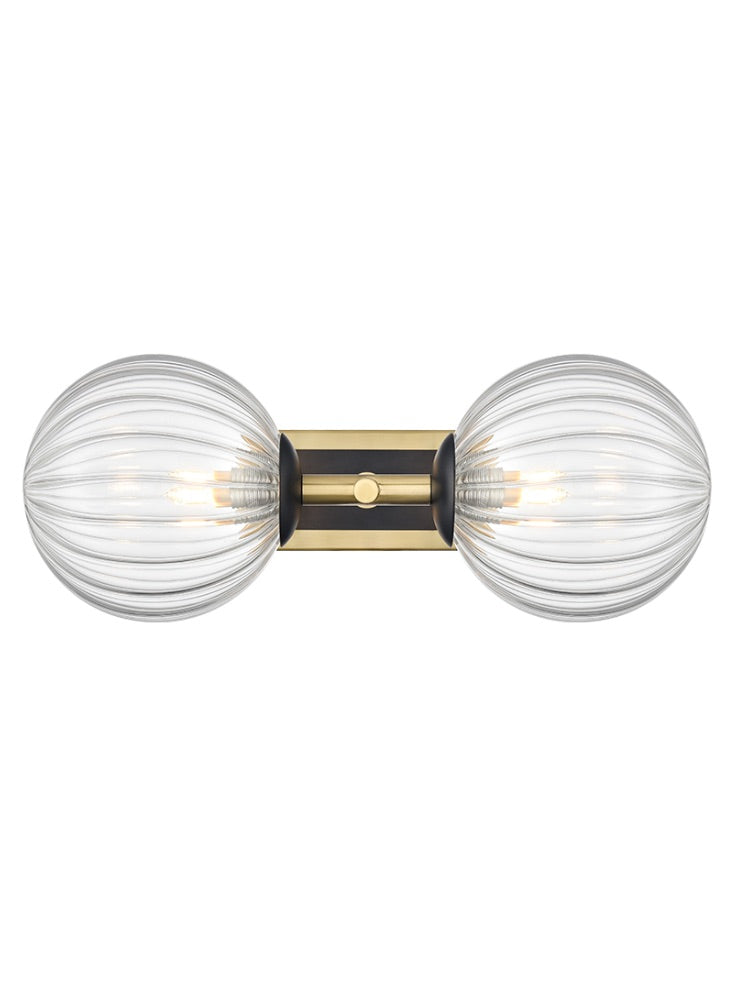 Stellar 2lt Bracket matt black aged brass with clear glass