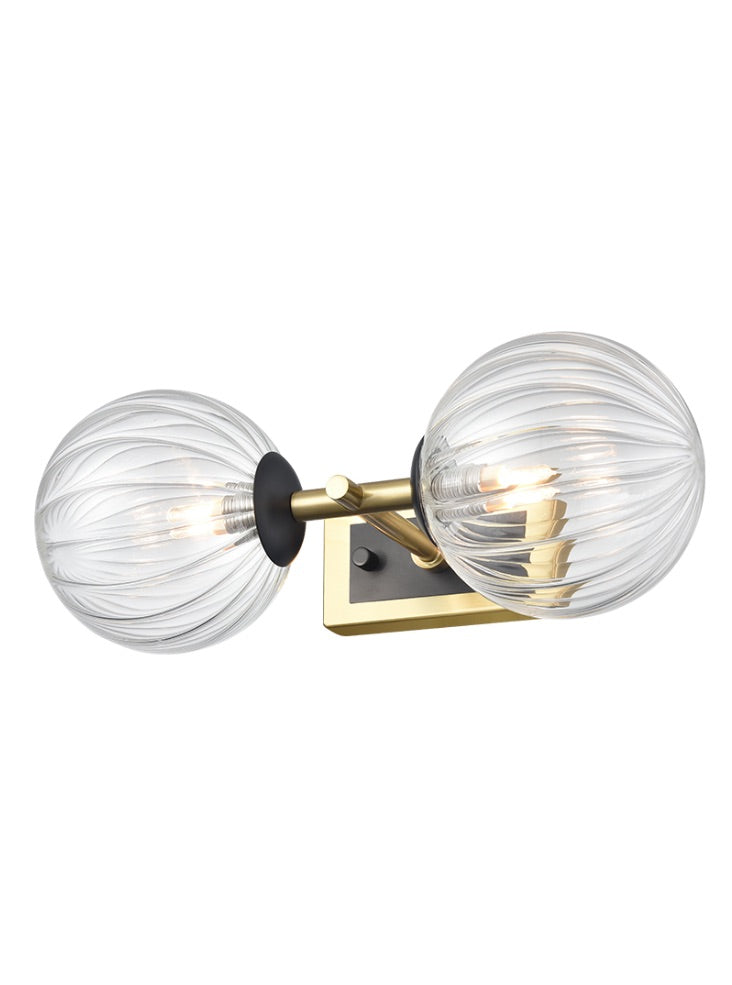 Stellar 2lt Bracket matt black aged brass with clear glass