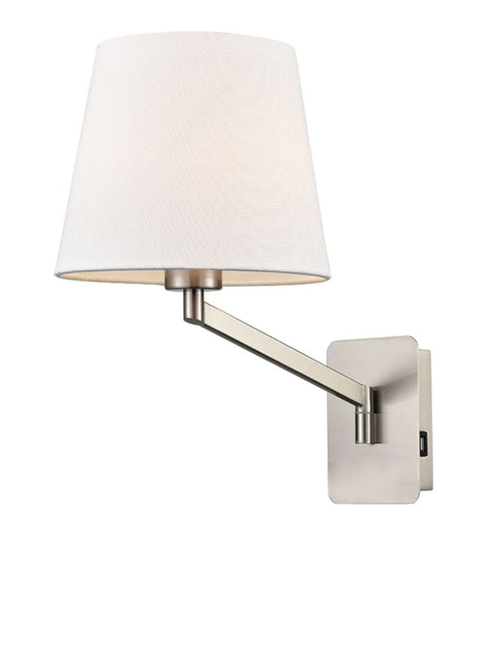 Blyton swing arm wall light with USB