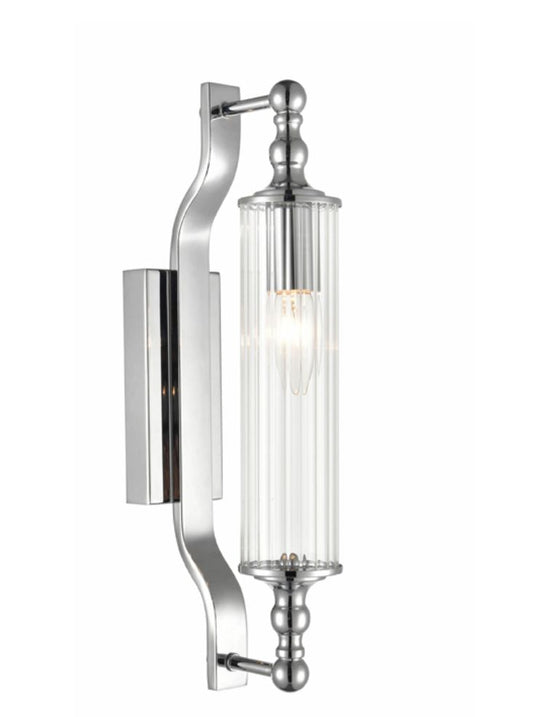 Empire wall light with clear ribbed glass