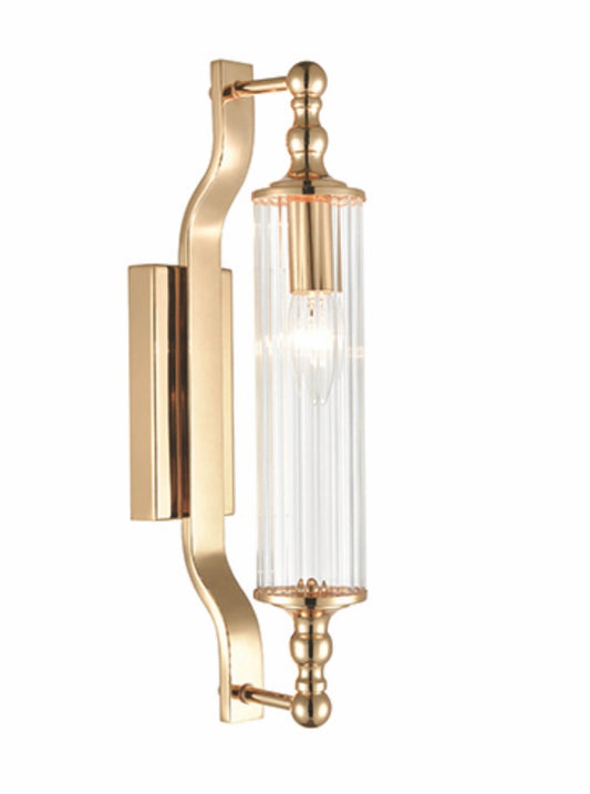Empire wall light with clear ribbed glass