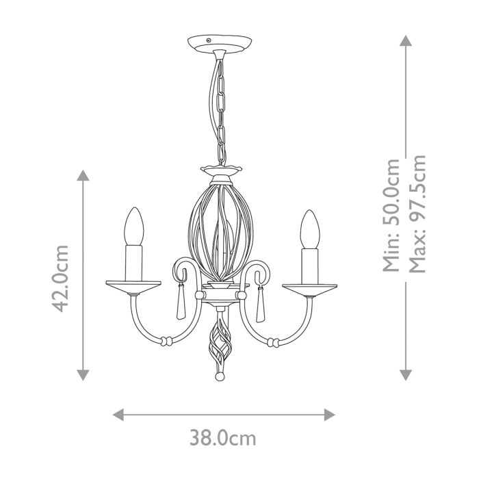 Aegean 3 Light Chandelier - Polished Nickel