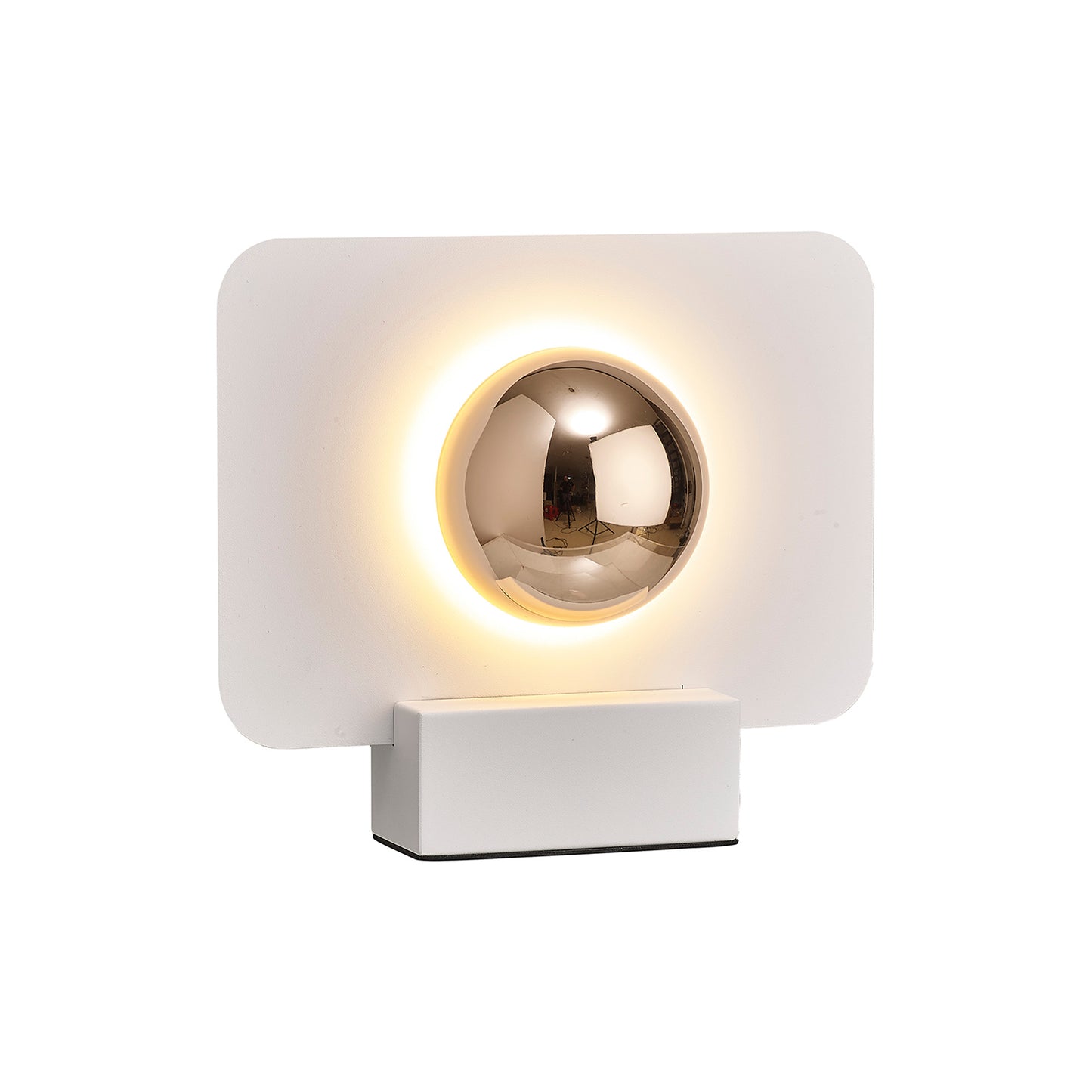 Alba 25cm Table Lamp, 8W LED, 3000K, 640lm, White/French Gold, 3yrs Warranty by Mantra