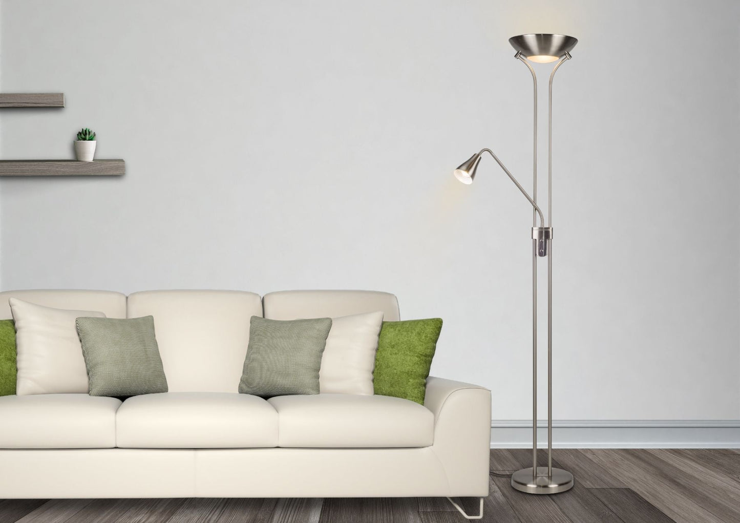 Alba Mother and Child Floor Lamp Satin Chrome