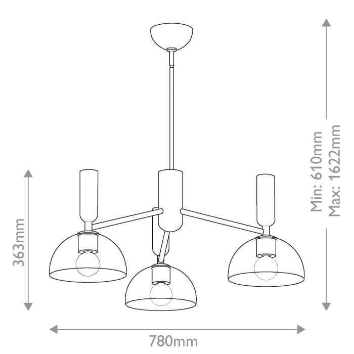 Jude 3 lt Chandelier - Brushed Gold