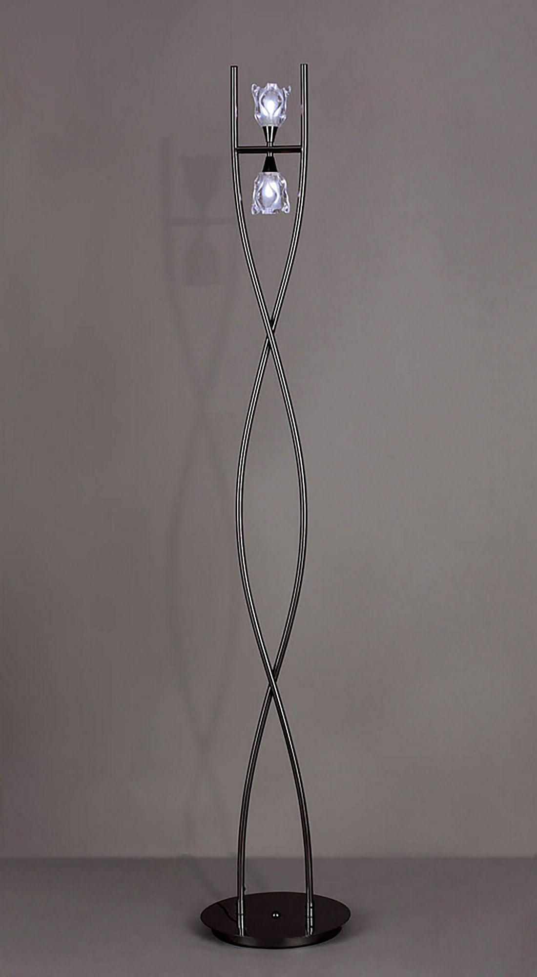 Amel Floor Lamp 2 Light G9, Black Chrome, by Mantra
