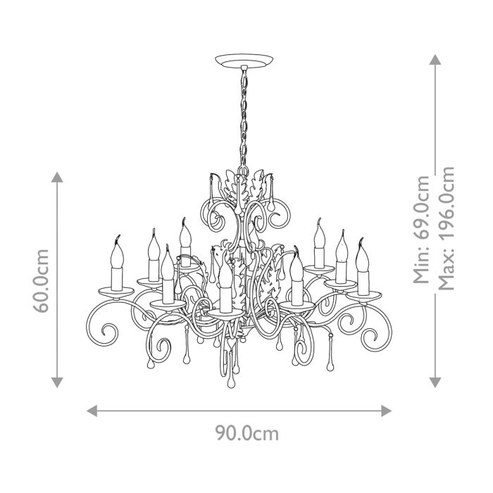 Amarilli 10 Light Chandelier - Bronze with Gold Patina