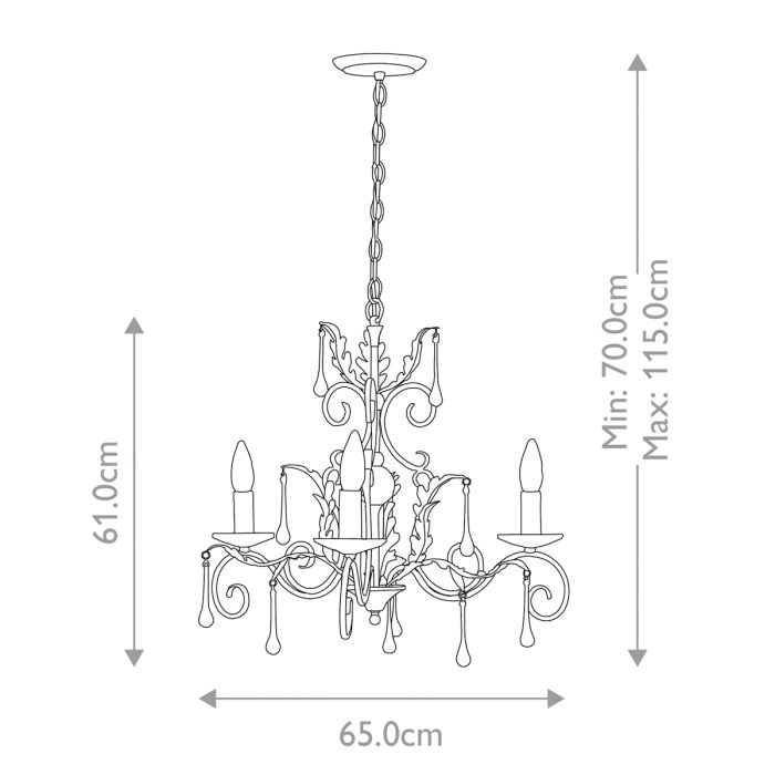 Amarilli 3 Light Chandelier - Bronze with Gold Patina
