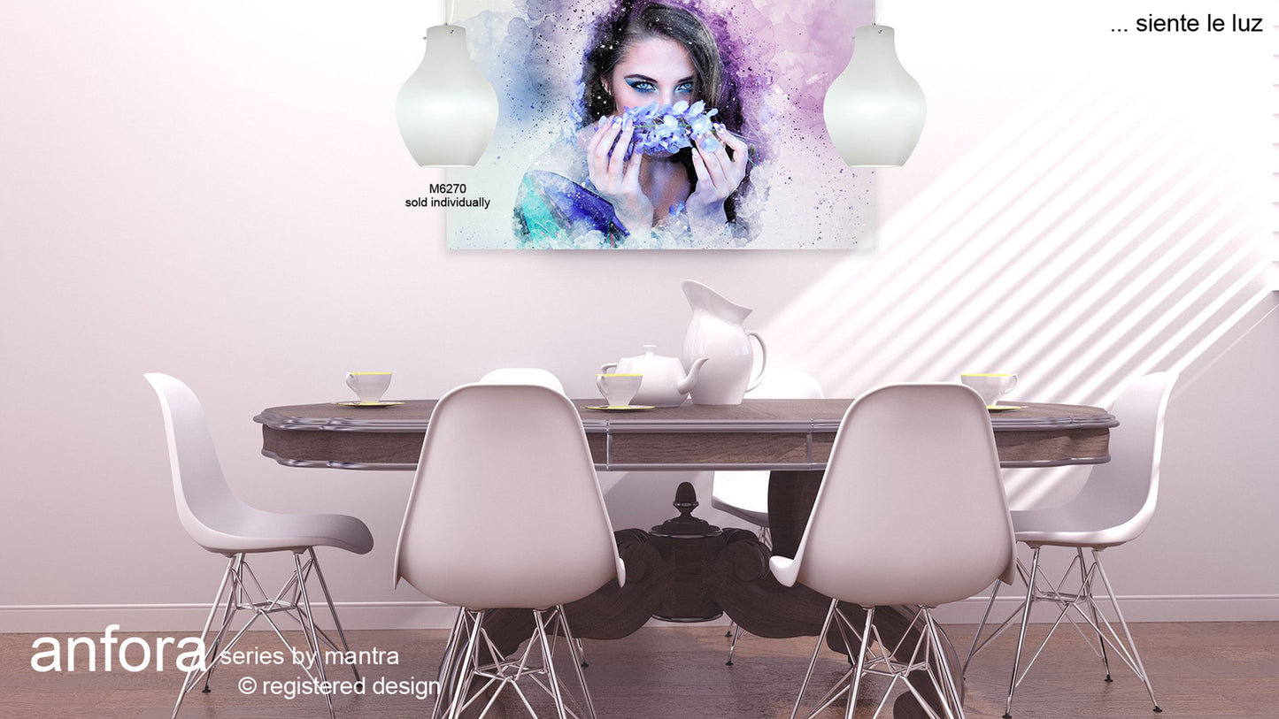 Anfora Pendant 28cm Round, 1 x E27 (Max 60W), White by Mantra
