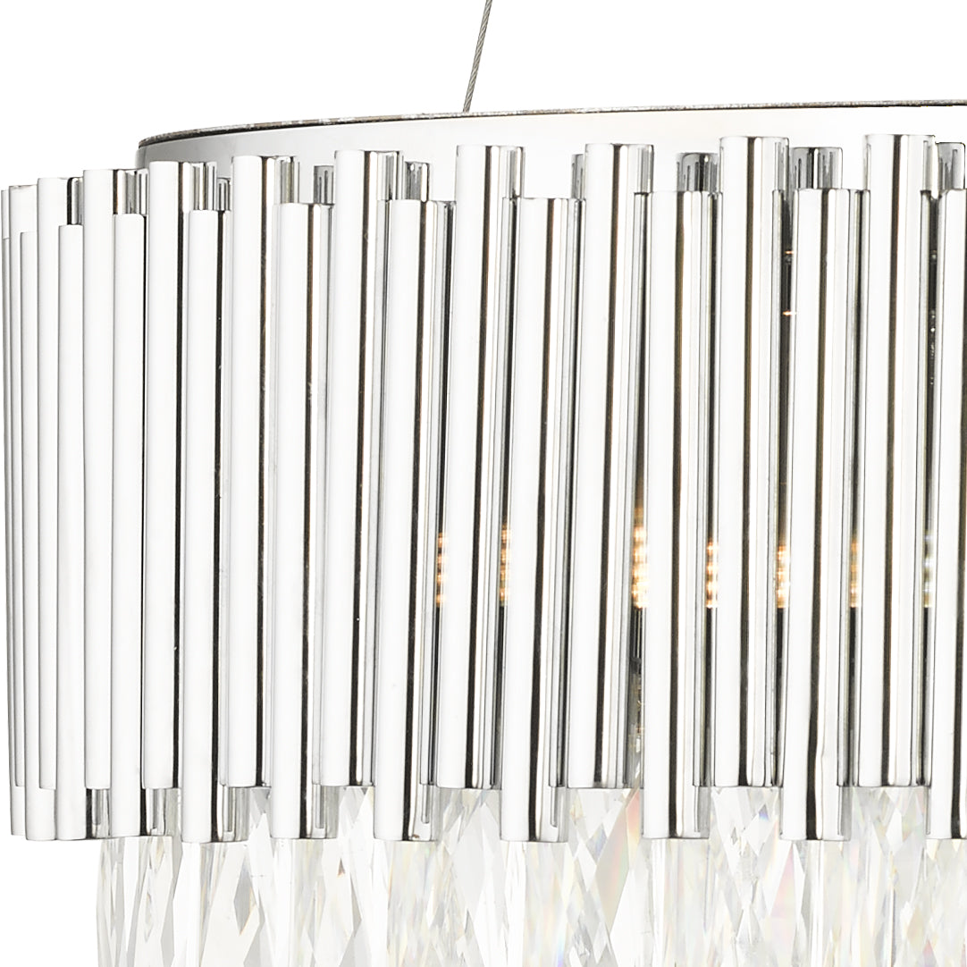 Astoria 13 Light Crystal Pendant with Polished Chrome Bars