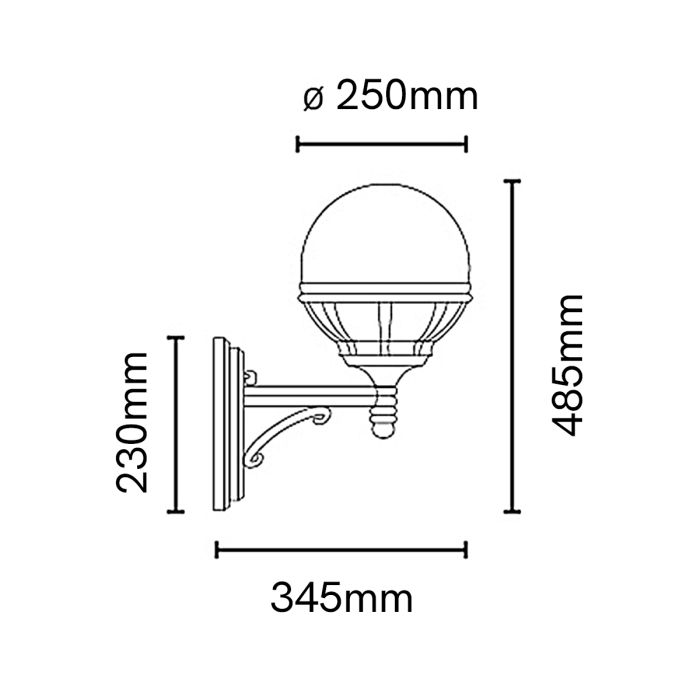 Bologna 1 Light Up Wall Light - Black