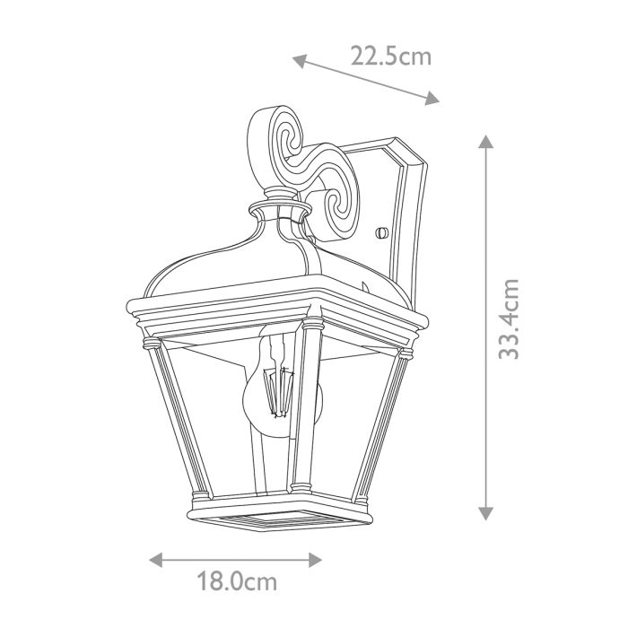 Bayview 1 Light Medium Wall Lantern - Black