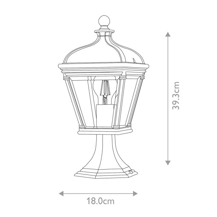 Bayview 1 Light Medium Pedestal Lantern - Black