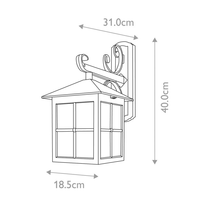 Winchester 1 Light Wall Down Lantern - Black - Exterior