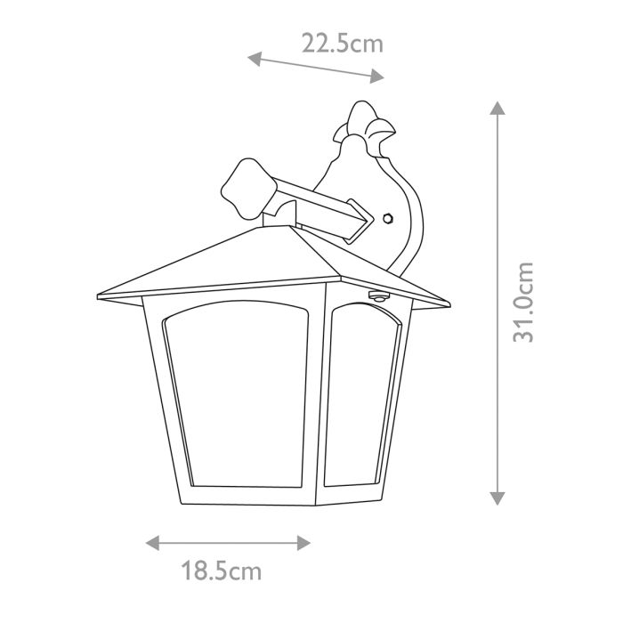 York 1 Light Wall Down Lantern - Black