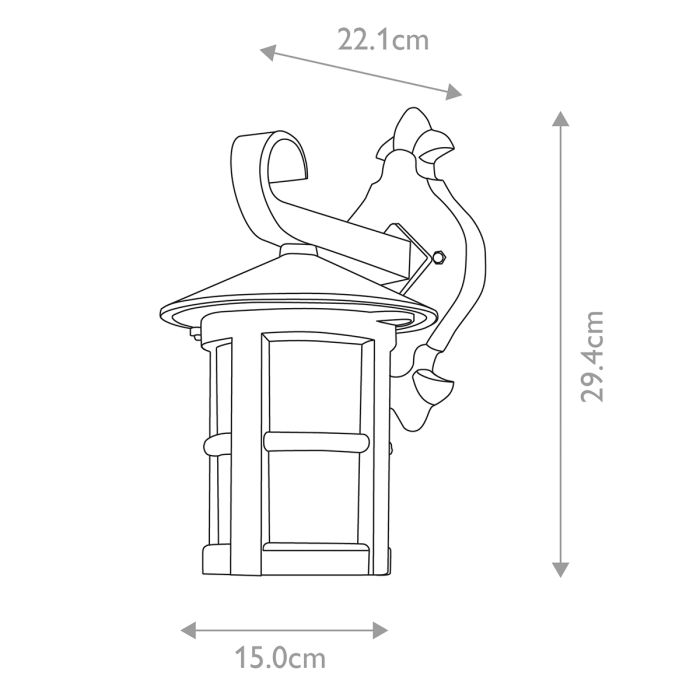 Hereford 1 Light Wall Down Lantern - Black