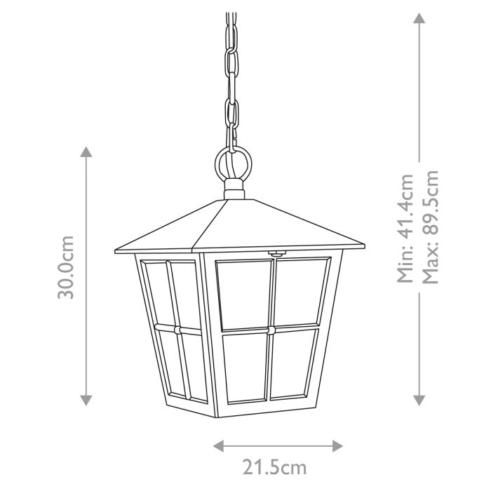 Canterbury 1 Light Chain Lantern - Black