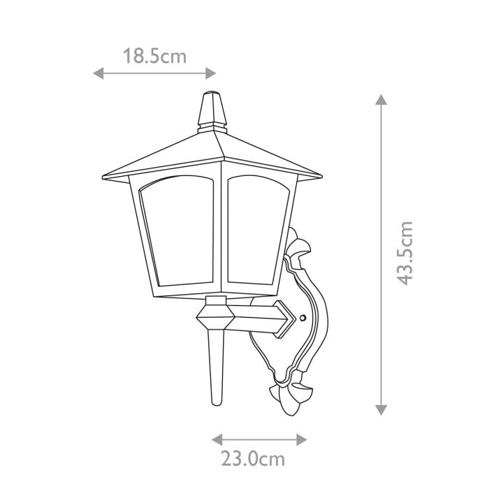 York 1 Light Wall Up Lantern - Black