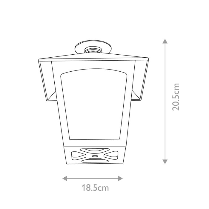 York 1 Light Flush Porch Lantern - Black
