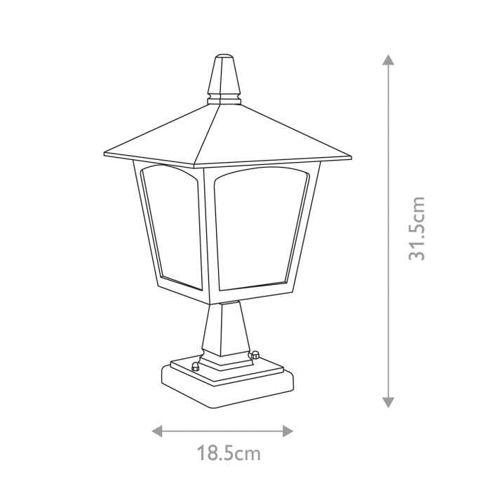 York 1 Light Pedestal Lantern - Black