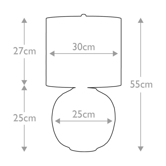 Blue Globe 1 Light Table Lamp - Blue with Light Grey Shade