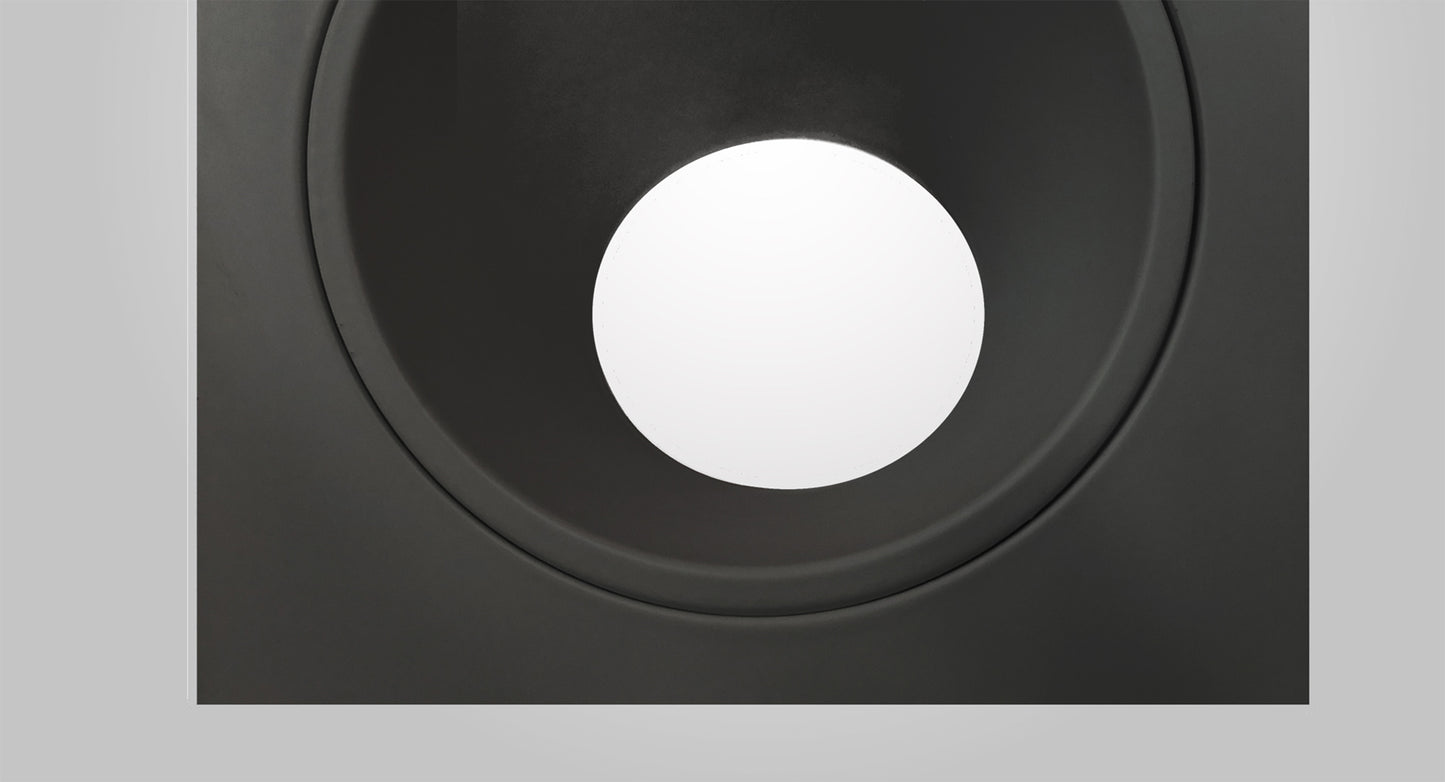 Brandon Recessed Downlight Square, 1 x GU10 (Max 12W), Matt Black, Cut Out: 98mm, Lampholder Included by Mantra