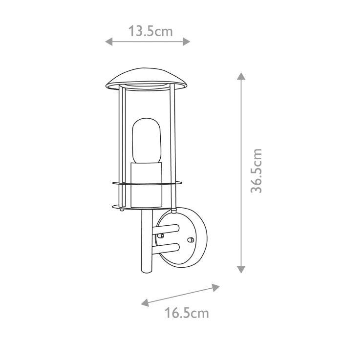 Bruges Stainless Steel 1 Light Wall Lantern - Stainless Steel