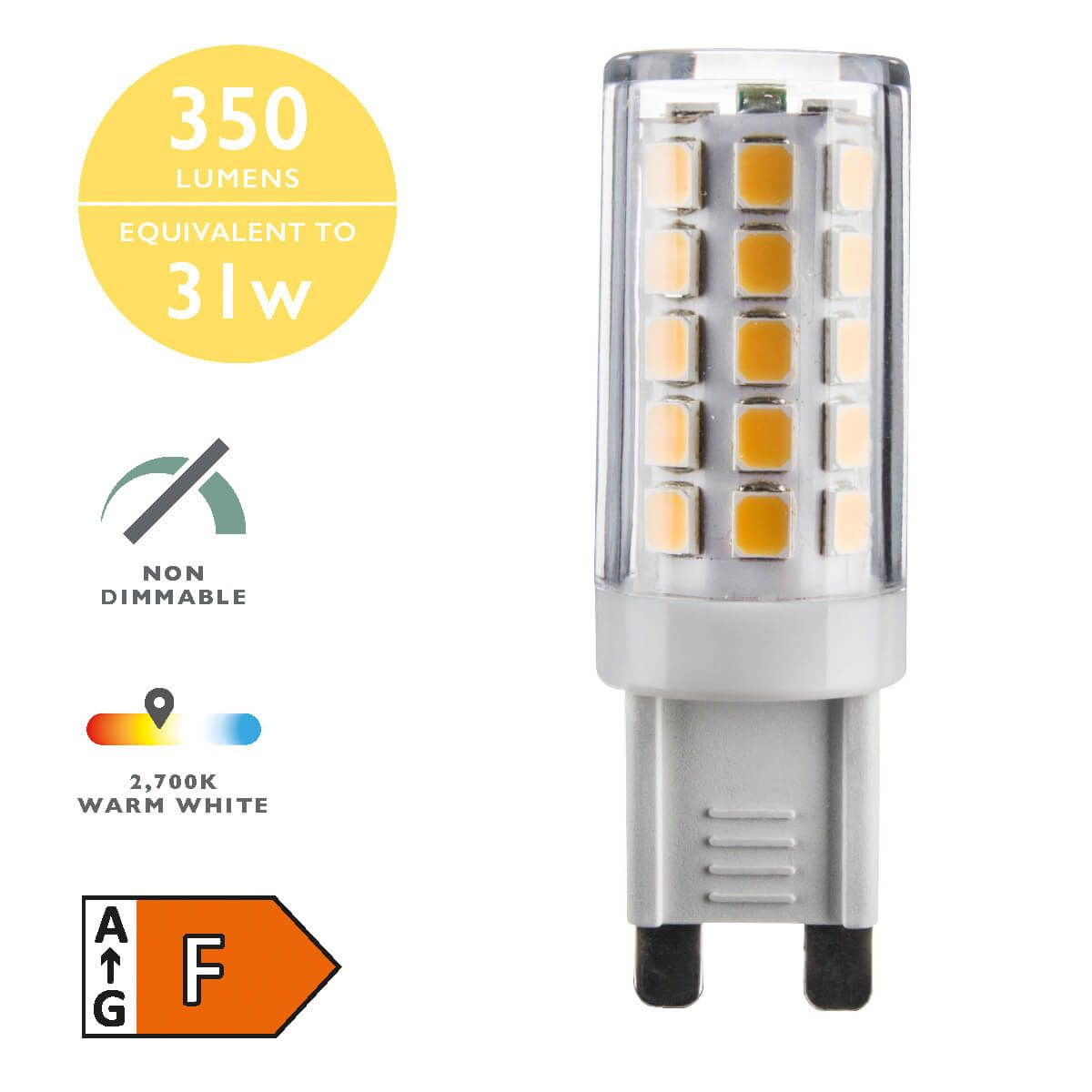 (Pack of 10) LED G9 LED Light Bulb (Lamp) 3w 370lm 2700k