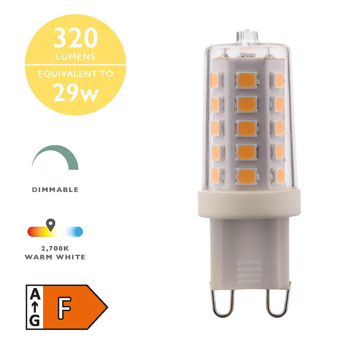 (Pack of 10) LED G9 Light Bulb (Lamp) 3.5W 320LM