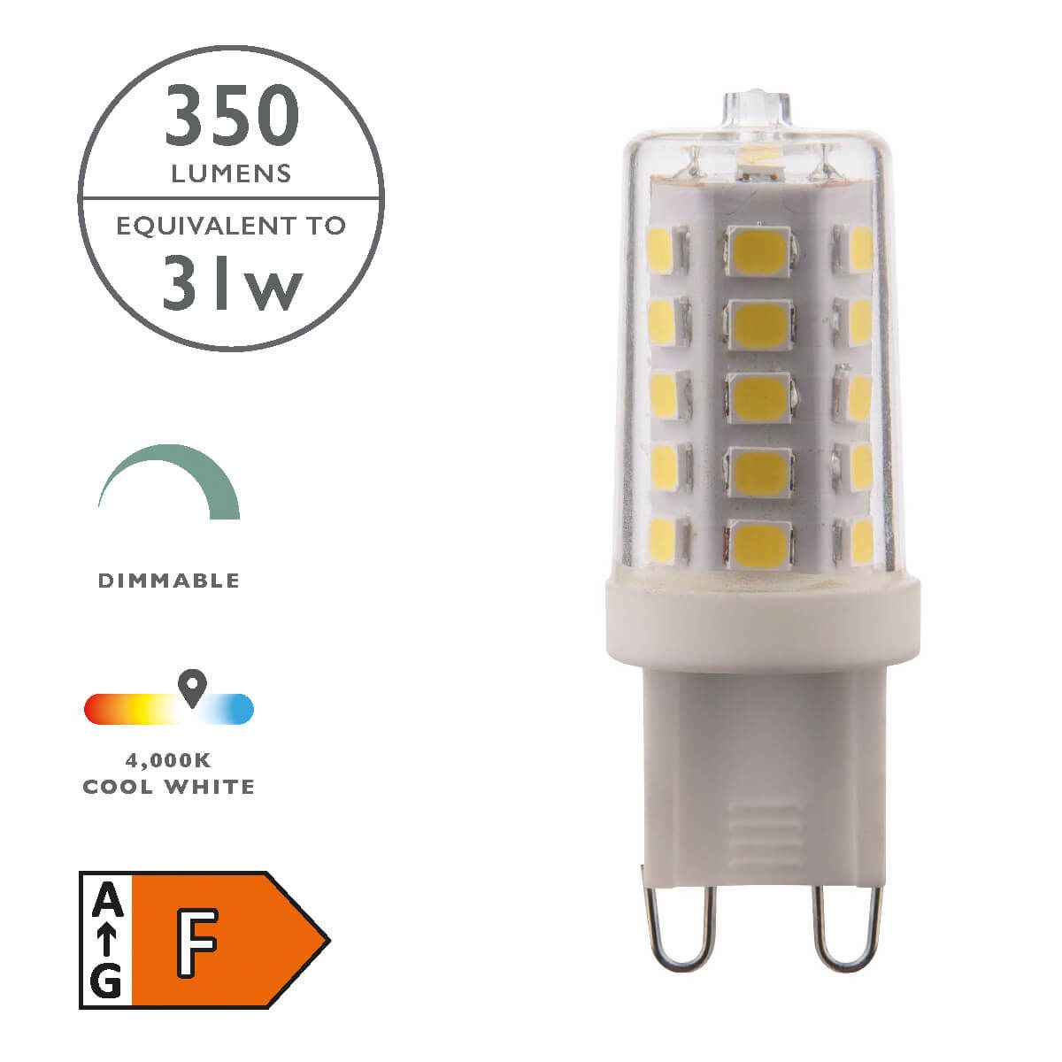 (Pack of 10) LED G9 Light Bulb (Lamp) 3.5W 350LM 4000K