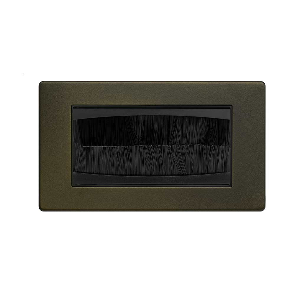 The Eton Collection Bronze 2 Gang 4 Module Brush Plate Blk Ins Screwless
