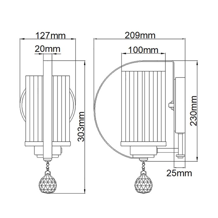 Cassie 1 Light Wall Light - Polished Nickel Plated
