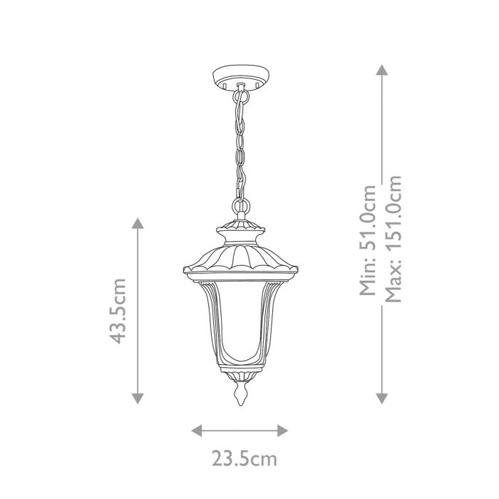 Chicago 1 Light Small Chain Lantern - Textured Black