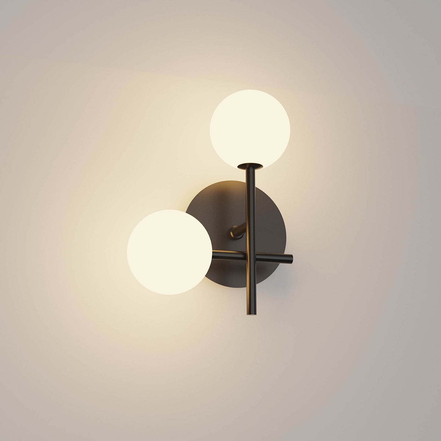 Cellar Left Wall Lamp 2 Light, Replaceable 5W LEDs, 4000K, Black by Mantra