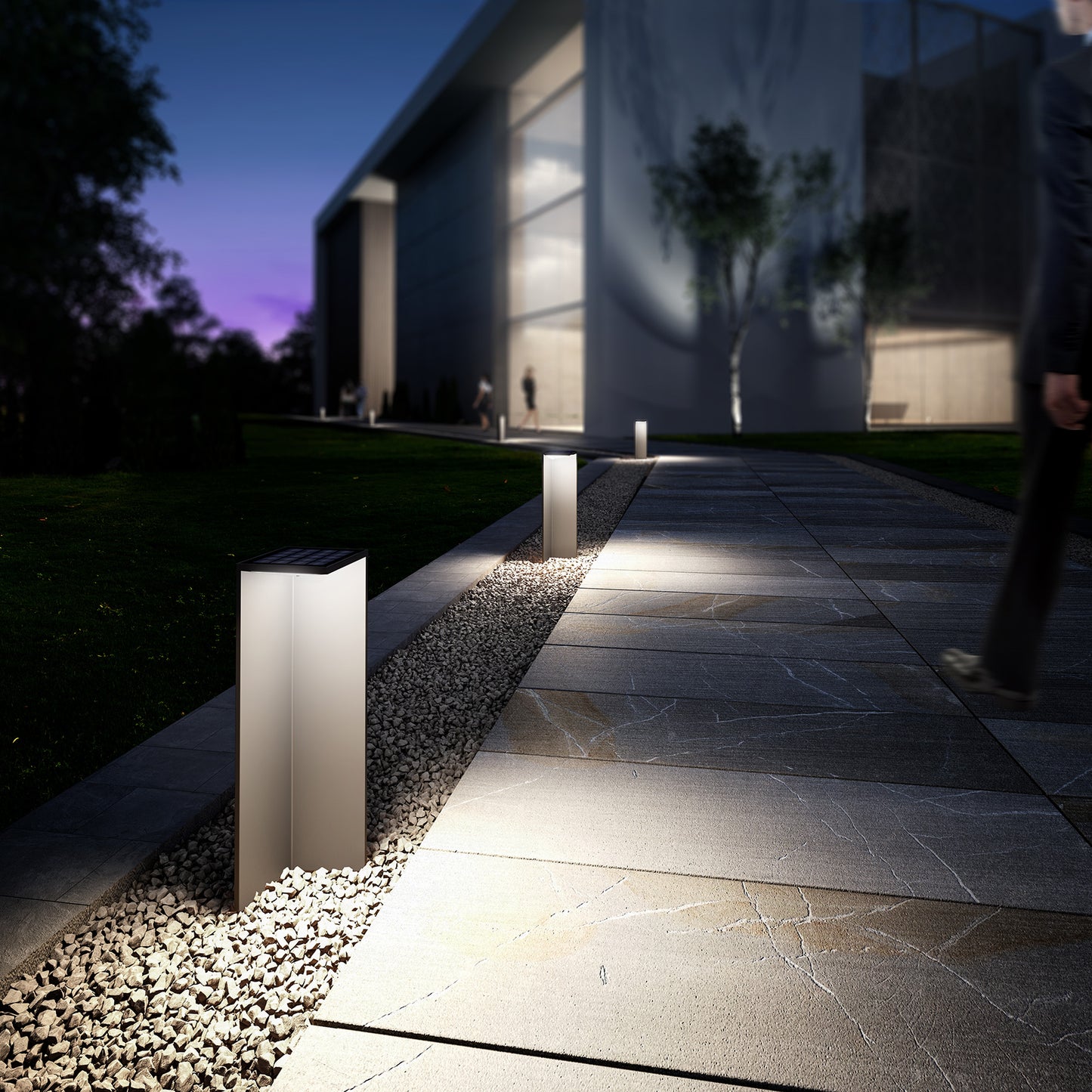 Chevalier Bollard Solar/Sensor, 2.2W LED, 3000K, 188lm, IP54, Graphite, 3yrs Warranty by Mantra