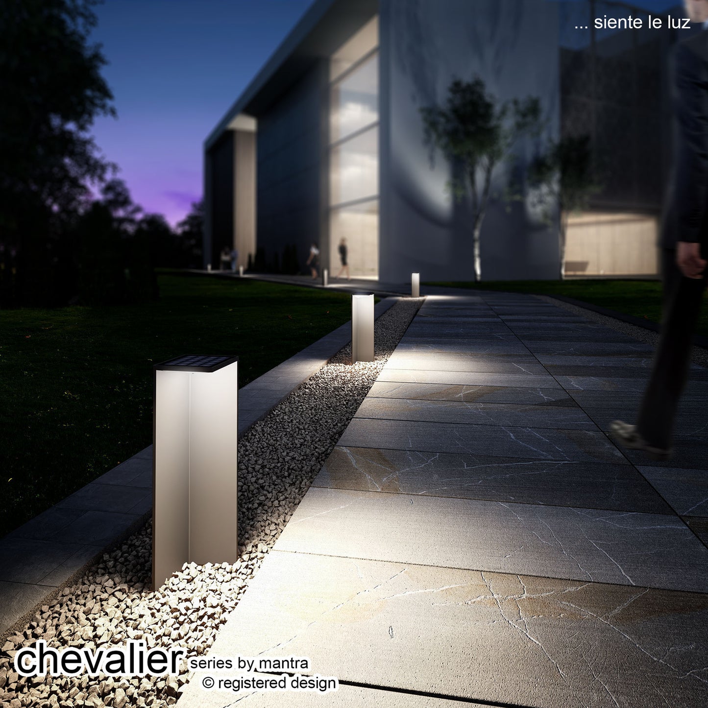 Chevalier Bollard Solar/Sensor, 2.2W LED, 3000K, 188lm, IP54, Graphite, 3yrs Warranty by Mantra