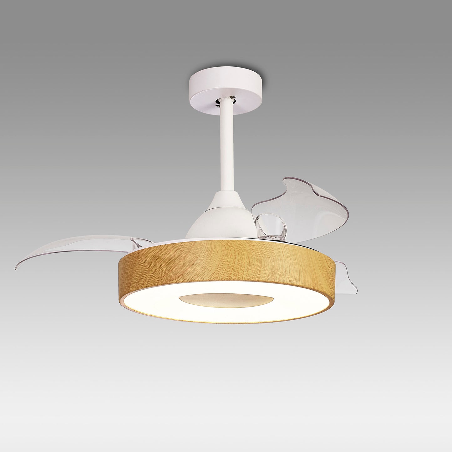 Coin Air 60W LED Dimmable Ceiling Light With Built-In 30W DC Reversible Fan, Remote & APP Control, Wood, 3300lm, 5yrs Warranty by Mantra