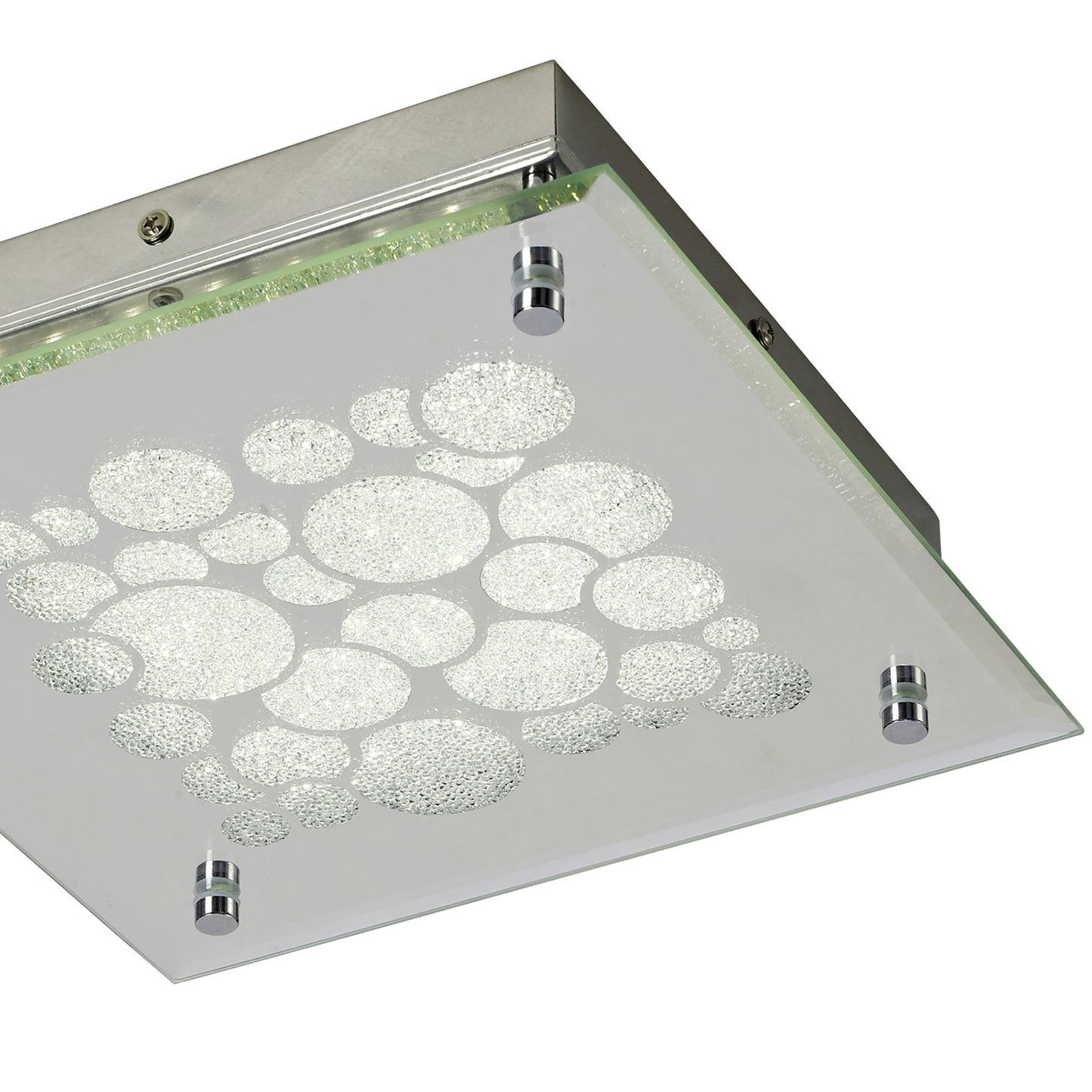 Coral Flush 25cm Square 15.5W LED 4000K Chrome / Crystal Sand, 620lm, 3yrs Warranty by Mantra