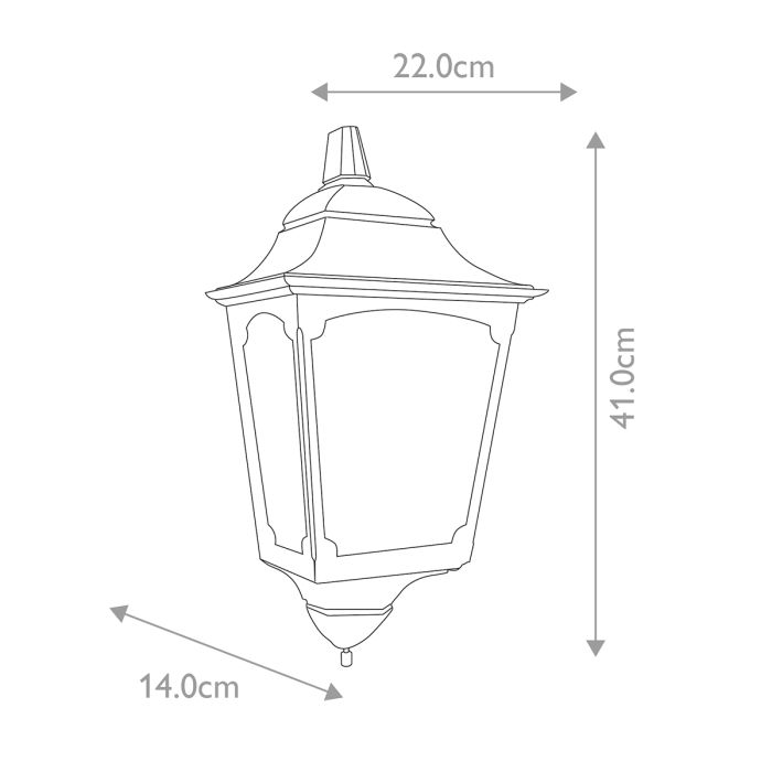 Chapel 1 Light Half Lantern - Black