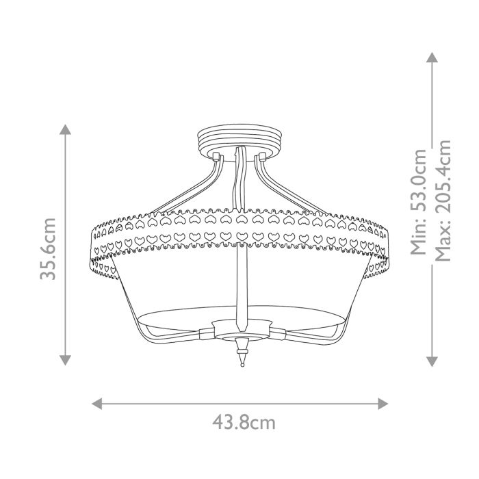 Crown 3 Light Semi-Flush / Pendant - Iron Gate
