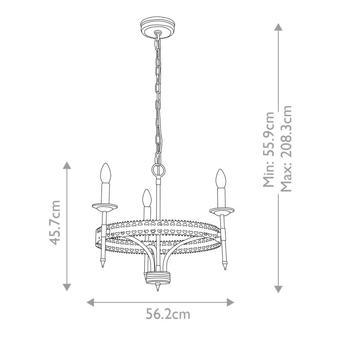 Crown 3 Light Chandelier - Iron Gate