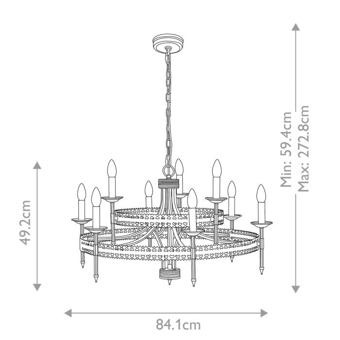Crown 9 Light Chandelier - Iron Gate