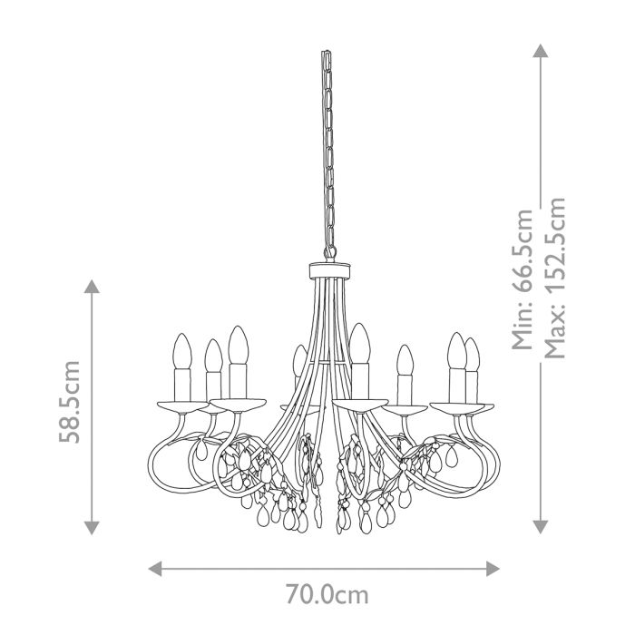 Christina 8 Light Chandelier - Silver / Gold Patina