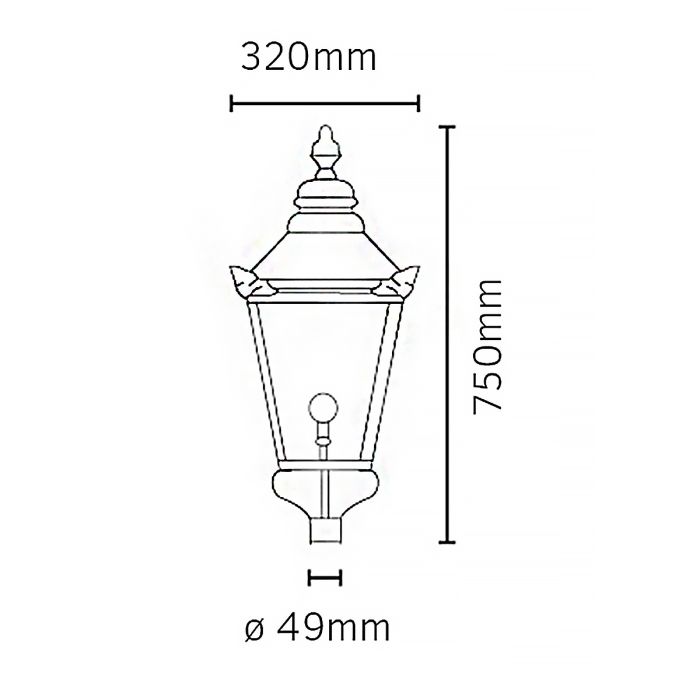 Chelsea 1 Light Grande Lamp Post Head Only - Copper