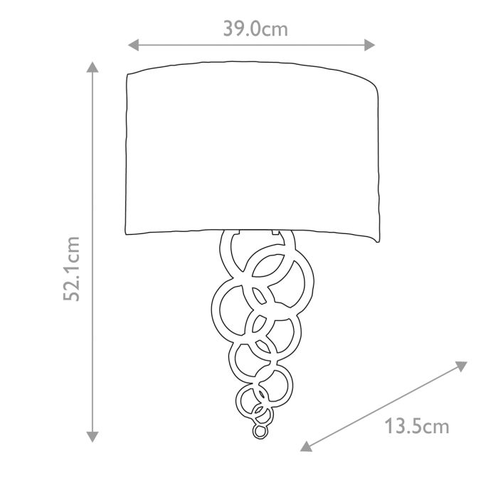 Curtis Large 2 Light Wall Light - Polished Chrome with Ivory Faux Silk Shade