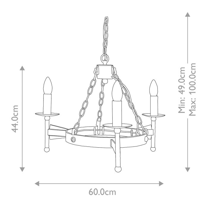 Cromwell 3 Light Chandelier - Old Bronze