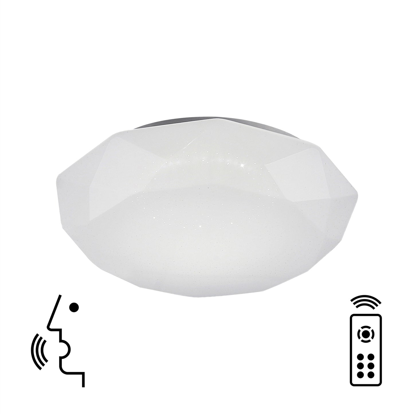 Diamante Smart Ceiling, 40W LED, 3000-5000K Tuneable White, 2600lm, Remote Control, APP, Alexa & Google Voice Control, White, 3yrs Warranty by Mantra