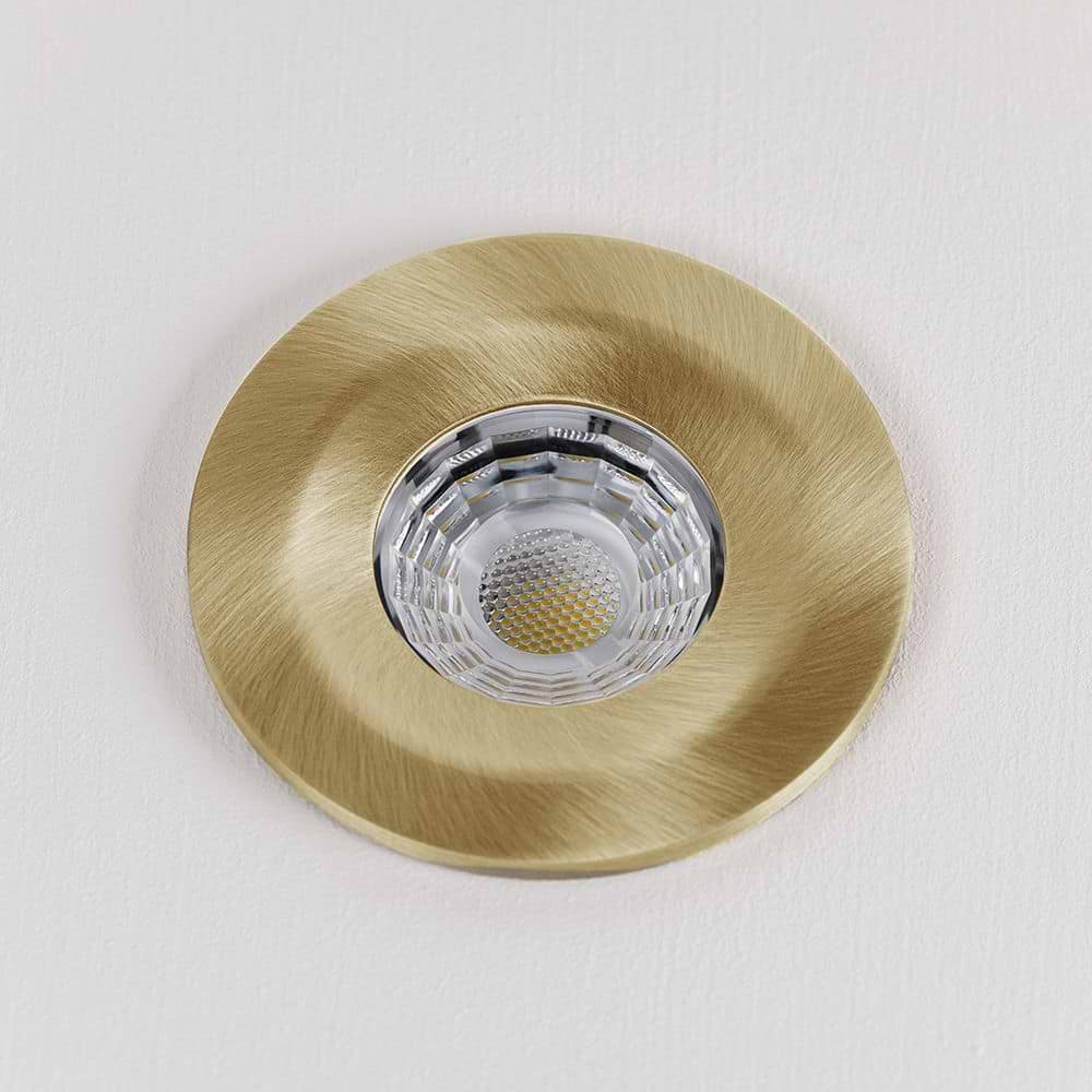 Soho Brushed Brass LED Downlights, Fire Rated, Fixed, IP65, CCT Switch, High CRI, Dimmable