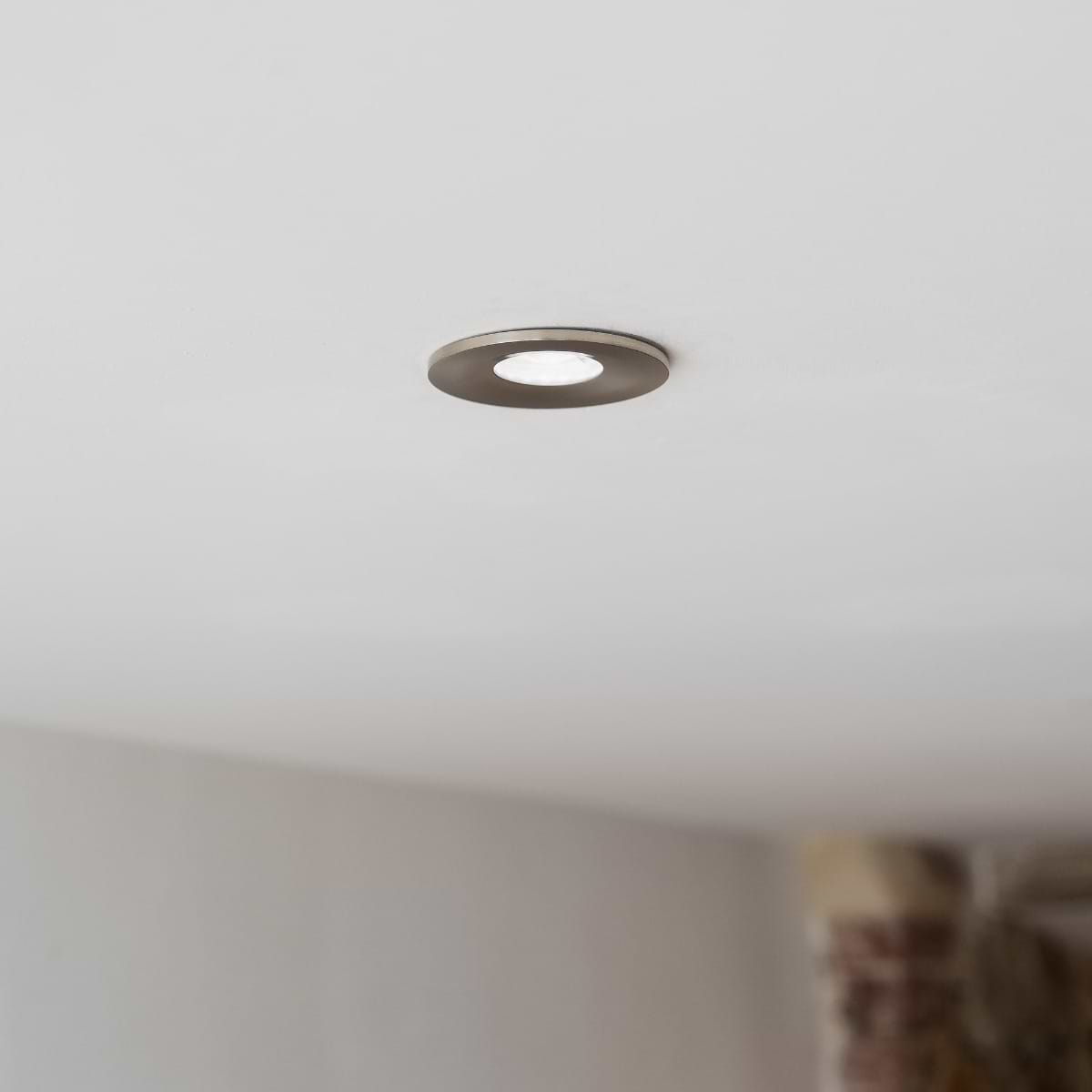Soho Brushed Chrome LED Downlights, Fire Rated, Fixed, IP65, CCT Switch, High CRI, Dimmable