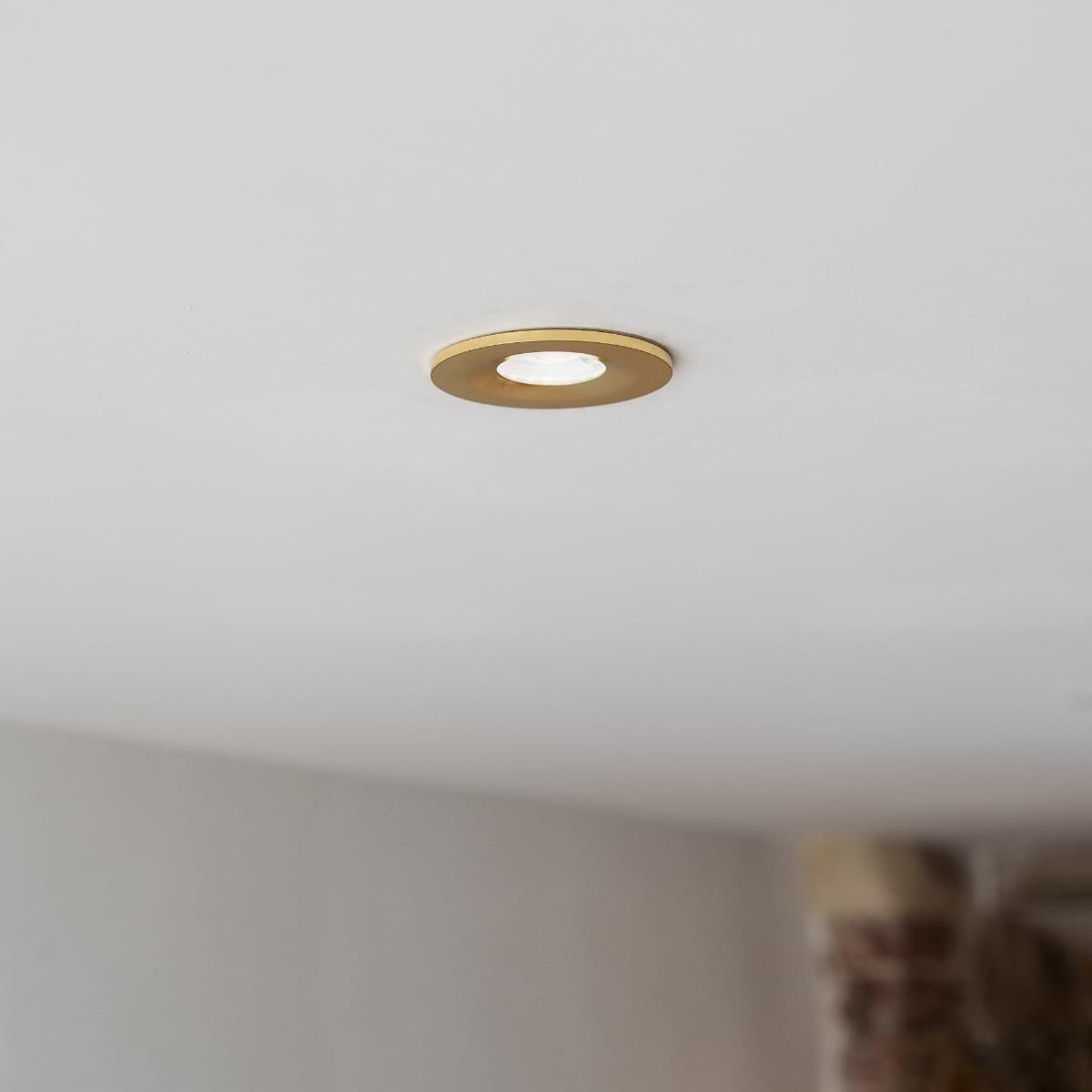 Soho Polished Brass LED Downlights, Fire Rated, Fixed, IP65, CCT Switch, High CRI, Dimmable